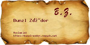 Bunzl Zádor névjegykártya
